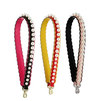 

New Designer Ladies Handbag Strap Chic Cow Leather Bag Belts Women Shoulder Bag Strap Fashion Pearl Girl Bags Straps Accessories