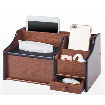 

Wooden tissue box paper tray multi-function living room desktop pen remote control cosmetic storage box wx9281610