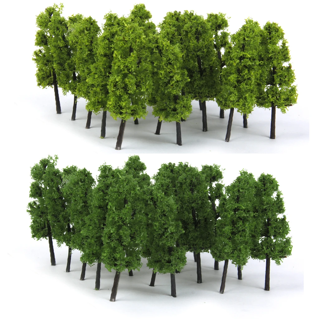20Pcs 1/200 Scale Plastic Pagoda Trees Model Train Park Railway Railroad Street Layout Scenery Dark&Light Green