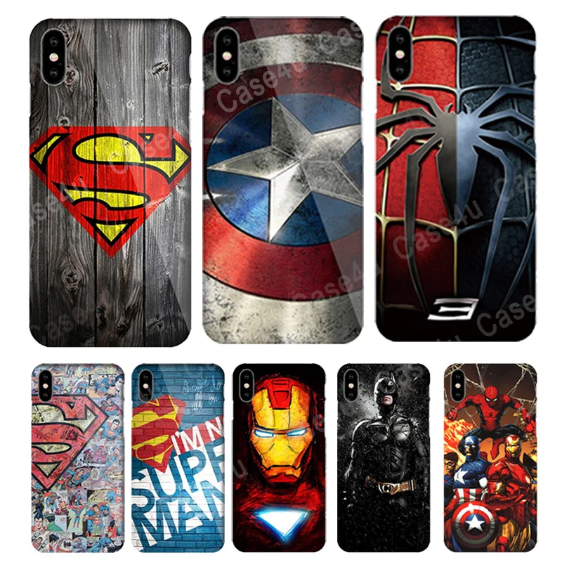 Чехлы для телефонов Marvel, Мстители, Железный человек, Бэтмен, Супермен, Супермен, для iPhone 6S 7, 8 Plus, XS Max, XR X 10, Жесткий Тонкий чехол, аксессуары для человека-паука