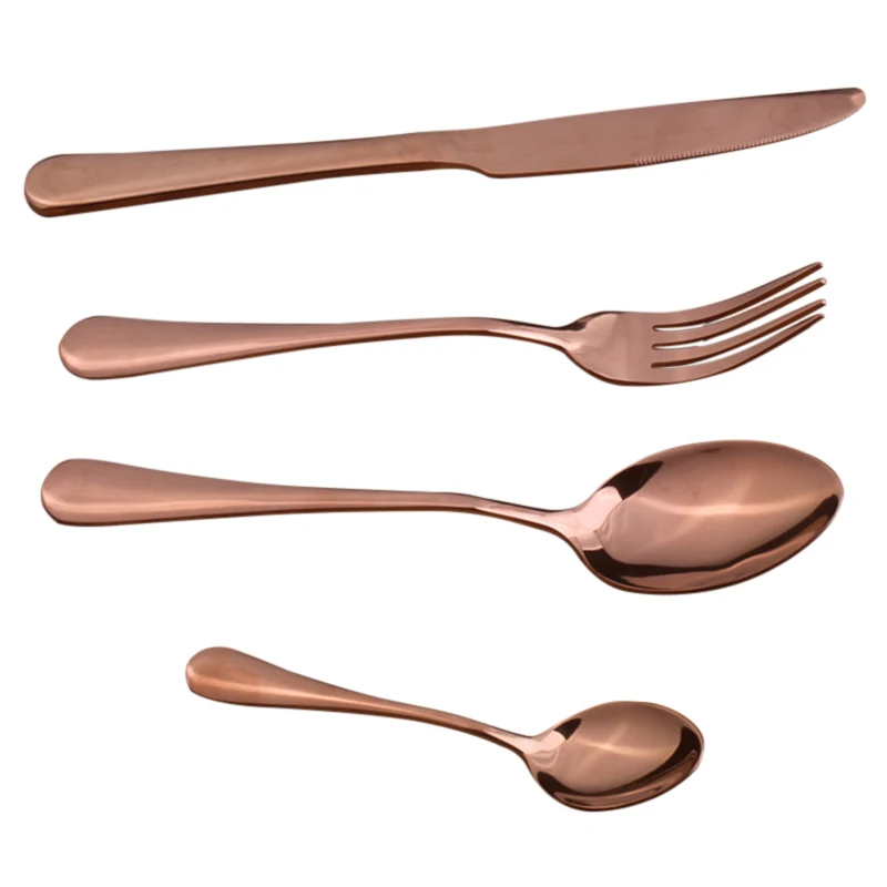 1pc/ 4pcs Dinner Wedding Travel Cutlery Spoon Stainless Steel Fork Scoops Silverware Set PAK55 - Цвет: Шоколад