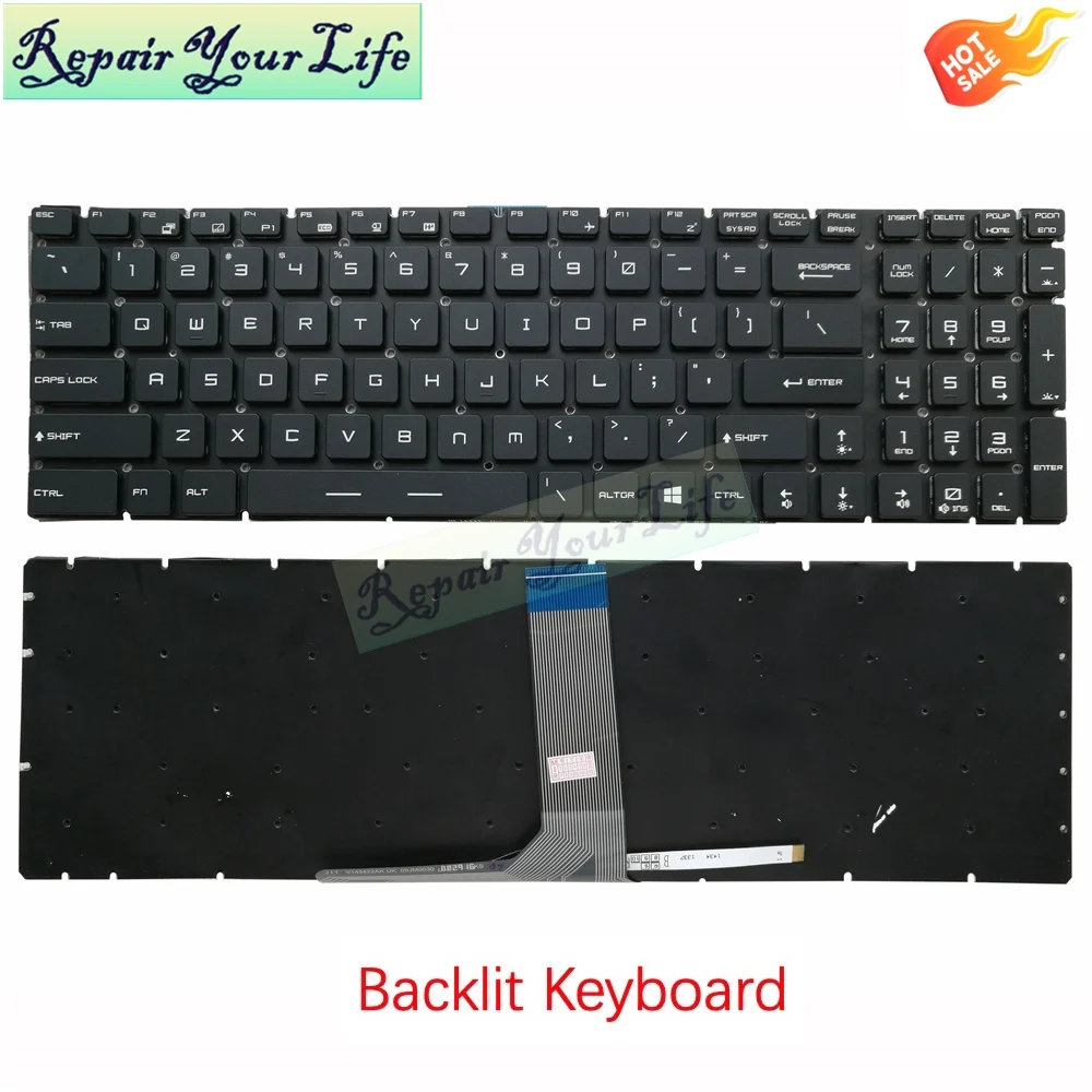 New US Colorful Backlit Keyboard for MSI GE72 GE62 WS60 GS60 GS70 GT72 GP62 GP72 GT73VR GS72 GL62VR P/N:V143422AK 09JM0030