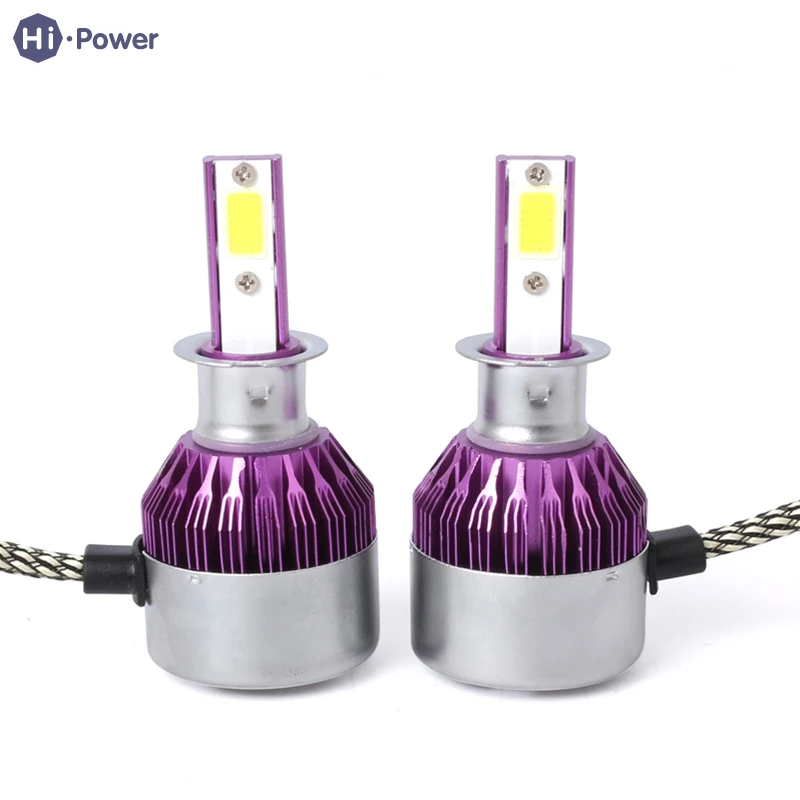 Hi power Universal Car Headlight Kit C6 Purple 6500K 4000LM 36W H1 H3