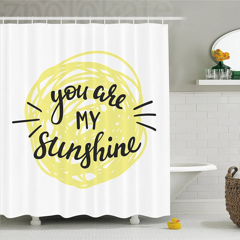 Quotes Decor Shower Curtain Modern Love Quote with Hand Drawn Circle