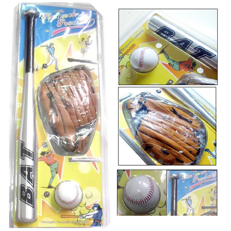 Бейсбольный Набор 2" алюминиевая Летучая мышь с перчаткой и софтболом 3в1 детская бейсбольная тренировка