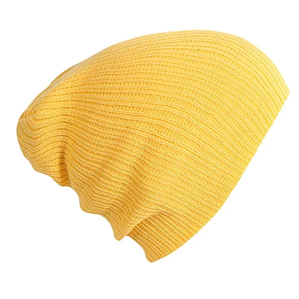 Шапка бини для осени зимы мужские и женские шапки бини одноцветные теплые чулки шапка для дам полосатая вязаная шапка - Цвет: yellow