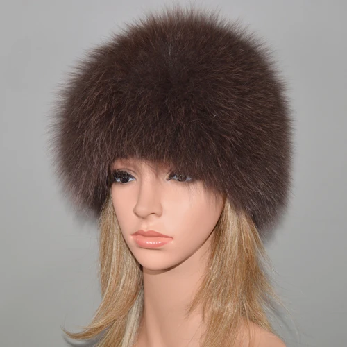 khaki Новая женская зимняя шапка из натурального Лисьего меха, эластичная теплая мягкая пушистая шапка из меха лисы, роскошная качественная шапка-бомбер из натурального Лисьего меха - Цвет: khaki