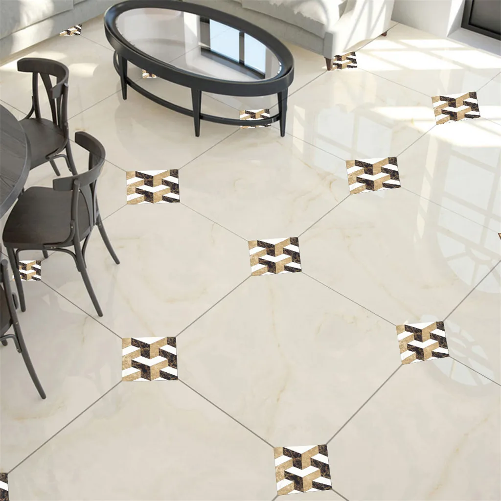 

10 Pcs/Set Ceramic Tile Stickers Self Adhesive Tiles Art Diagonal 3D Floor Stick floor stickers living room decoration #17/5