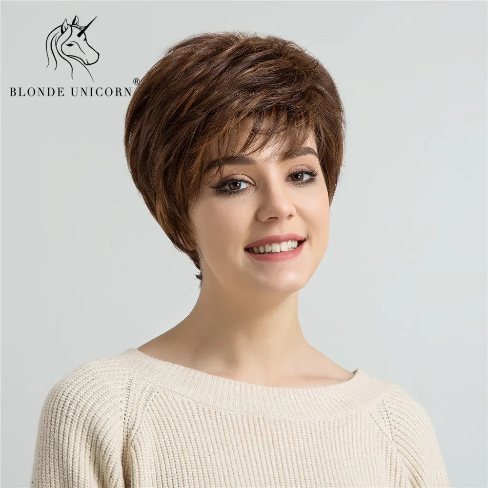 Blonde Unicorn 6 Inch Short Straight Hair Wig Fluffy Multi Layered