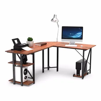 

L Shaped Desk Corner Computer Desk PC Laptop Study Table Workstation Free Mainframe Stand ForWorking Studying Gaming Home Office