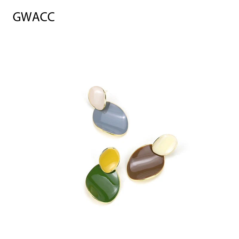

GWACC Vintage Round Contrast Color Oil Drop Earrings For Women Geometric Irregular Gold Color Copper Alloy Fashion Jewelry