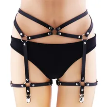Харадзюку Готический искусственная кожа Пояс Ноги петли ремни-подтяжки металлические заклепки ремень для бондажа тела для ночного клуба в стиле панк сексуальные женские ремни