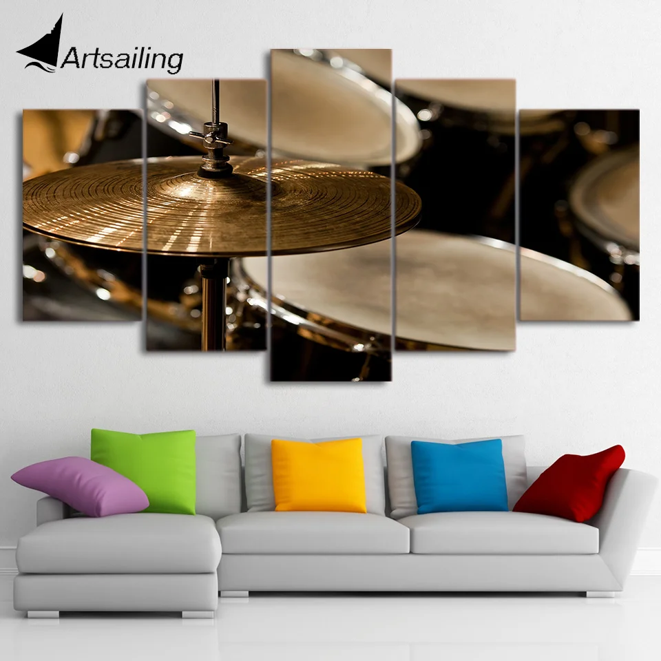 5 Piece Canvas Art HD Printed Vintage Drum Painting font b Music b font font b