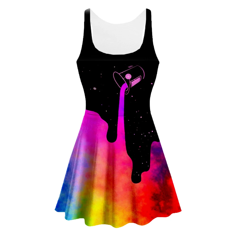 3D Print art funny Milk Space Galaxy women Summer women's clothing tank top dress sleeveless dress Quality quality 3d dress-6