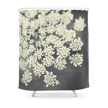 

Black And White Queen Annes Lace Shower Curtain Waterproof Polyester Fabric Bathroom Decor Multi-Size Printed Shower Curtain