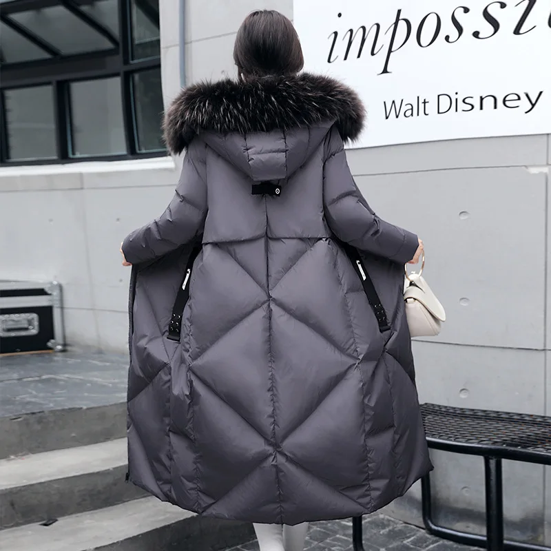 bleu Long army Veste D'hiver Parkas Capuche Femal Manteaux Noir Longues 2018 Hiver Green gris Fourrure Super Manches Femmes Chaud À Casual HqZOtEwTx