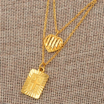 

Anniyo Heart and Cross Pendant Necklace Women Girls Gold Color Crosses Jewelry Wholesale Christianity Crucifix Classic #140706