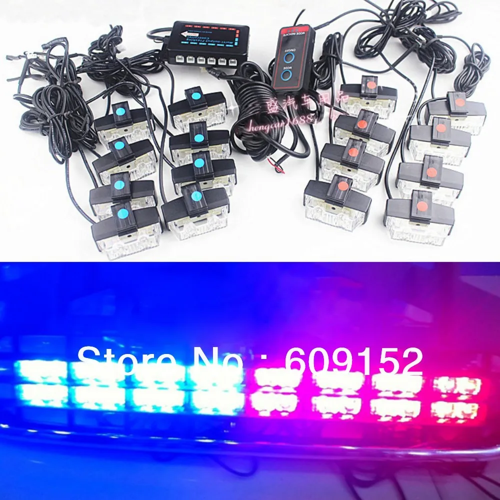 32W 16 Lamps + 1 strobe controller kit Police Fireman Car Truck Led