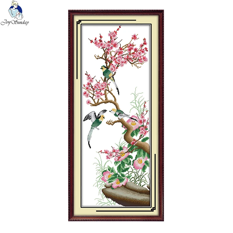 Plum Orchid Bamboo Chrysanthemum Cross Stitch Kits 11CT Printed Fabric 14CT Counted Canvas DIY Chinese Embroidery Needlework