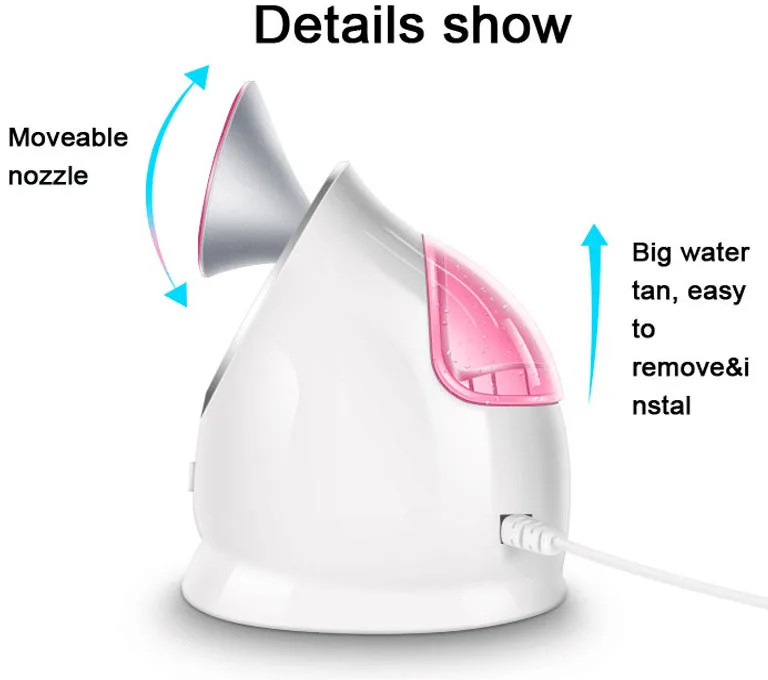 Ионный тепловой распылитель туман увлажнитель лица паровой аппарат для лица Уход за кожей Инструменты для спа, увлажняющий горячий глубокий очиститель