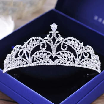 

European Shiny Cubic Zircon Queen Princess Tiara Crown Bridal Rhinestone Zircon Tiaras Wedding Crystal Diadem Headpiece ML646
