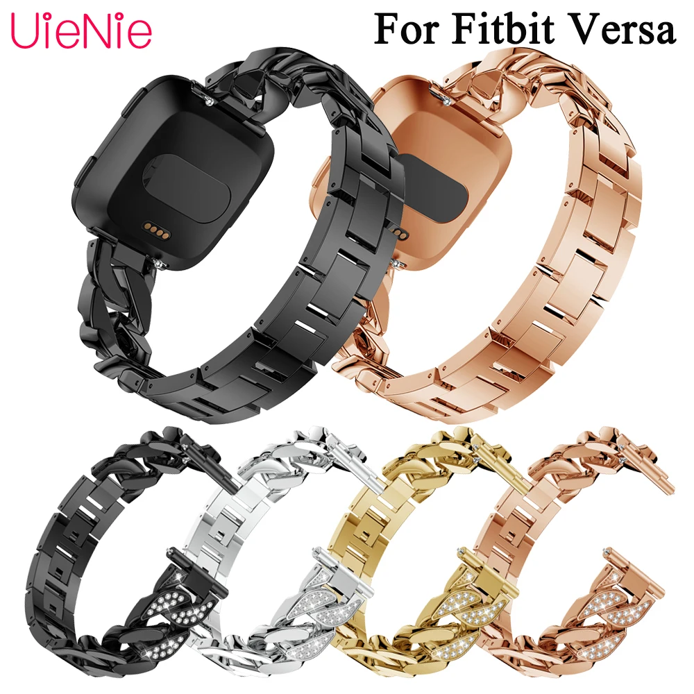 

Aluminum strap for Fitbit Versa smart watch replacement wristband inlay single row chain for Fitbit Versa bracelet accessories