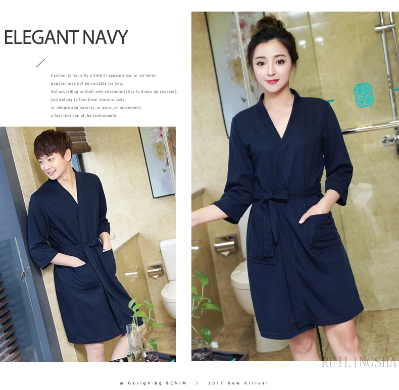 On Sale Lovers Summer Suck Water Kimono Bath Robe Men Plus Size Sexy Waffle Bathrobe Mens Dressing Gown Male Lounge Robes mens pajama pants