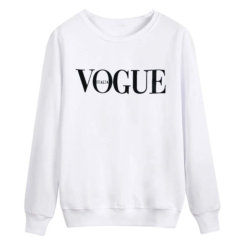 Женская модная брендовая Толстовка VOGUE с буквенным принтом, трикотажный пуловер с длинным рукавом, топы Polerones Mujer Harajuku