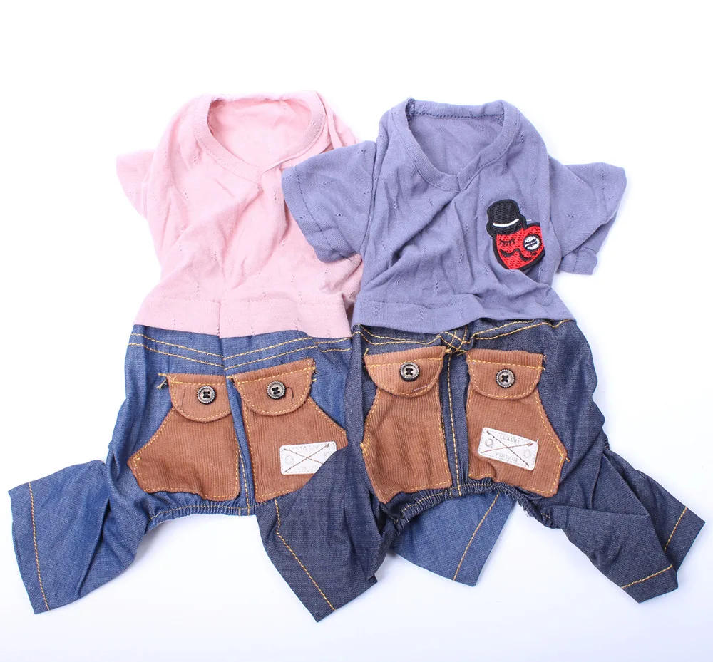 

Boy/Girl Dog Pet Denim Jumpsuit Rompers Cat Puppy T-Shirt Coat Jacket Pants Spring/Summer Clothes
