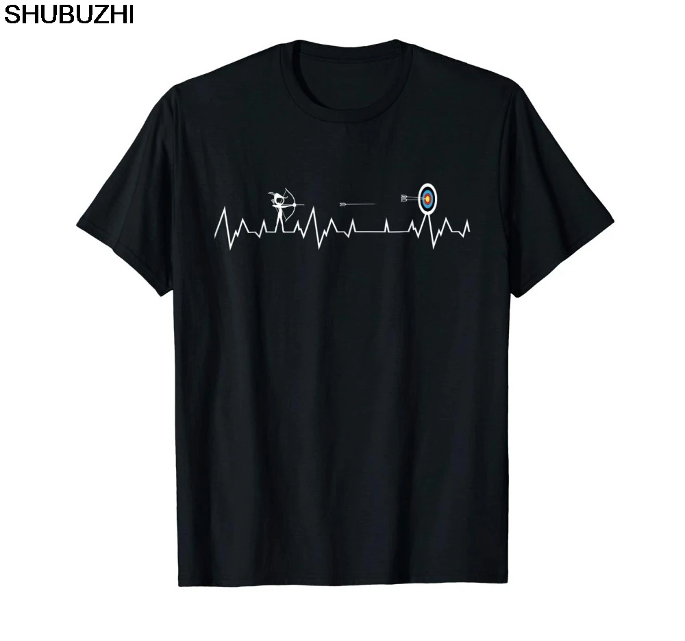 

New cotton Summer Style Man Print Hipster Archery Hunting Bow Hunting Bow Hunter Heart Beat Casual Tee Shirt