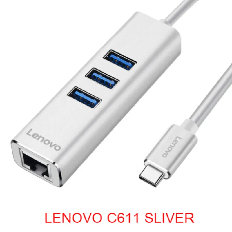 Lenovo 3 Ethernet RJ45 USB 3,0 концентратор тип-c до 3 порта usb Gigabit LAN адаптер для ноутбука попрощаться с нестабильным wifi - Цвет: LENOVO C611 SLIVER