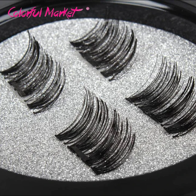 Cheap 100% Handmade Hot Sales Magnetic False Eyelashes Soft Mink Magnet Fake Eyelashes Eye Lashes Extension 4 Pcs Makeup Tool