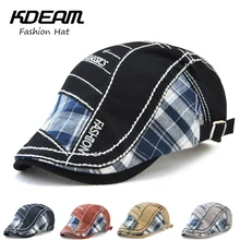 KDEAM береты Кепки хлопок Летние уличные клетчатые дышащие женские шляпы, шляпа от солнца Лоскутная плоская Регулируемая Кепка s для мужчин 24921