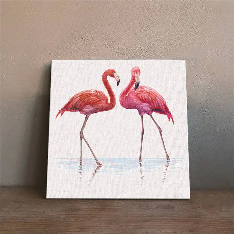 

Nordic modern watercolor Flamingo canvas painting wall pictures for children's room bedroom decorative painting no frame