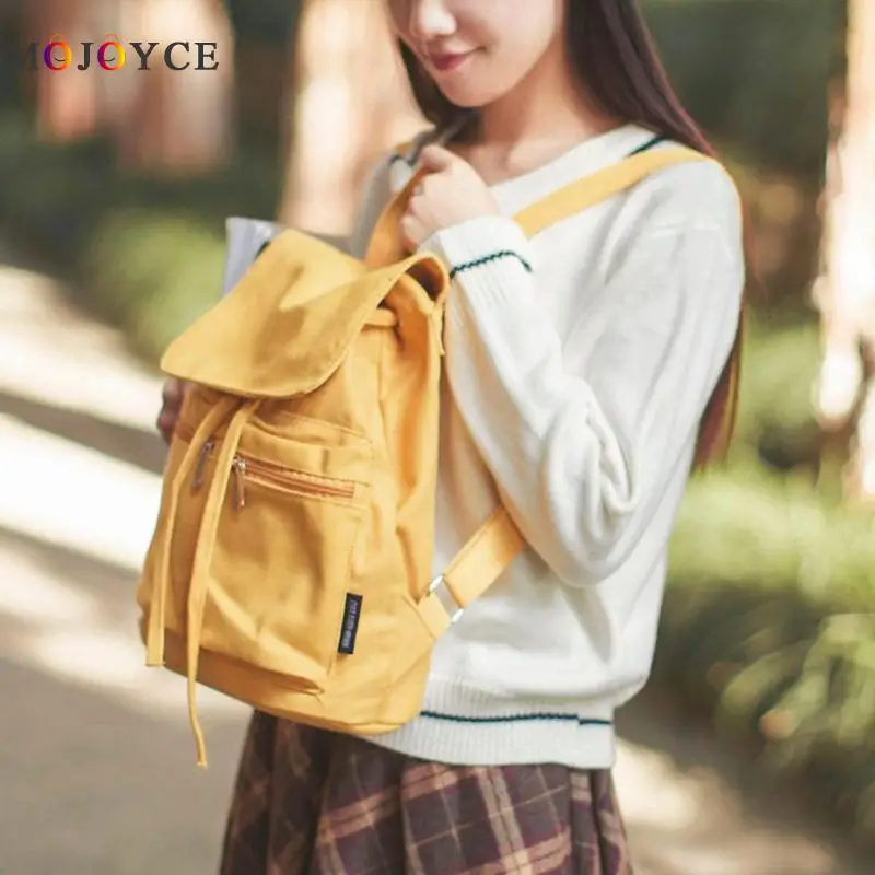 Mochila de lona para mujer, mochila informal, mochila de Color puro, mochila para adolescentes, mochila escolar, mochila femenina