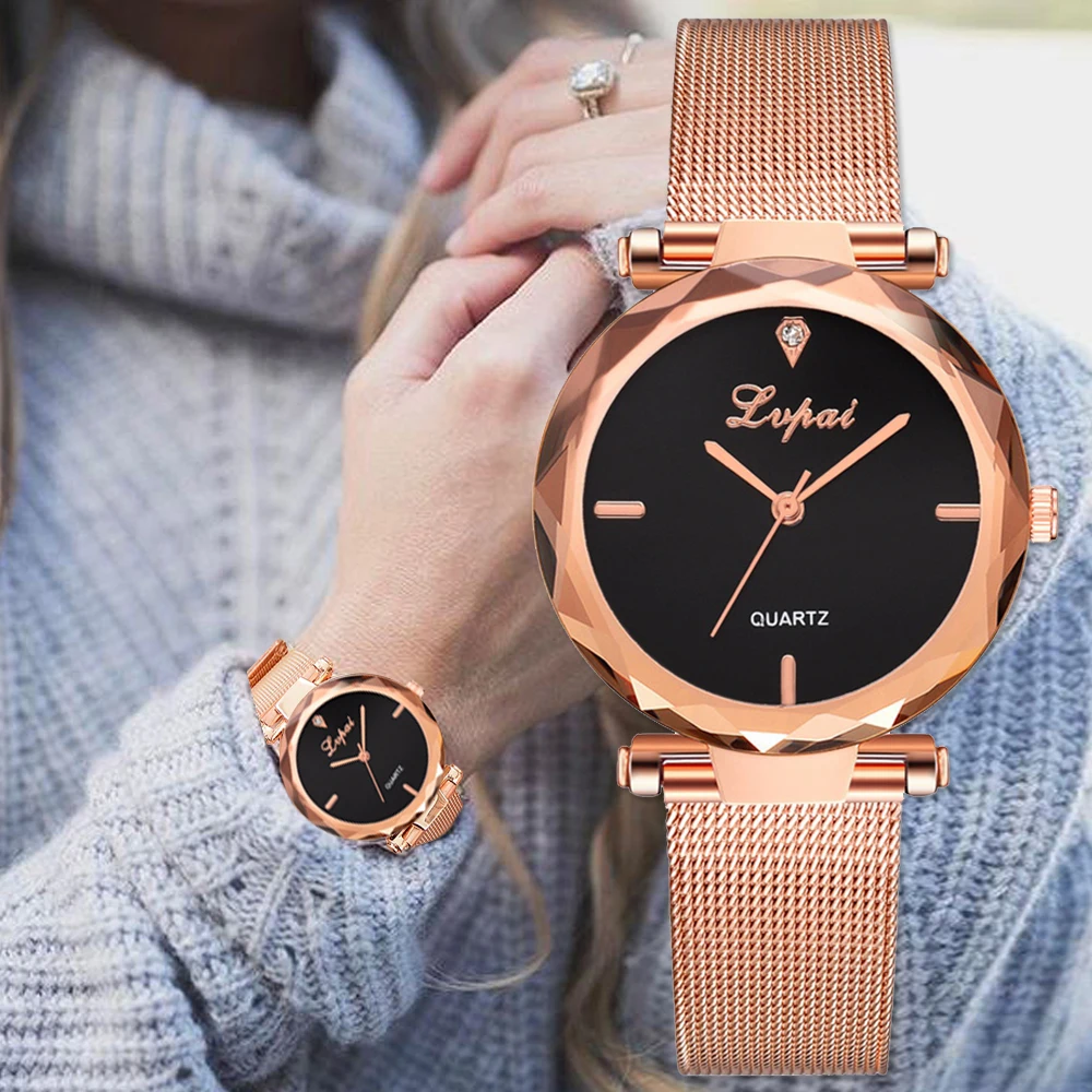 Koop Beste Verkoop vrouwen Horloges Fashion Klassieke Luxe Rose Rvs Analoge Quartz Horloges Gen egrave;ve relogio feminino