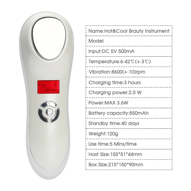 Портативный Ультра Соник горячая холодная терапия инструмент лифтинга лица звуковой вибрирующий уход за кожей лица эссенция Ион введение красота машина