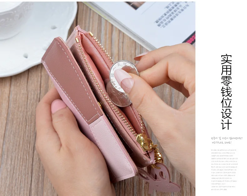 Oeak Wallet Short Women Wallets Zipper Purse Patchwork Fashion Panelled Wallets Trendy Coin Purse Card Holder Leather