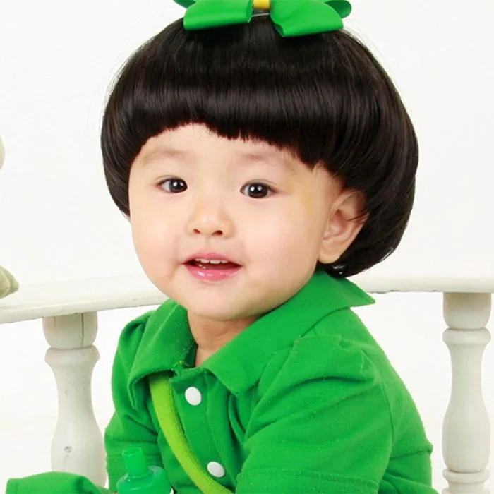 Mode 15 Super Mignon Bebe Garcon Tete De Champignon Noir Perruque De Cheveux Enfants De Courte Ligne Droite Des Cheveux Soignee Bang Perruque De Cheveux Aliexpress