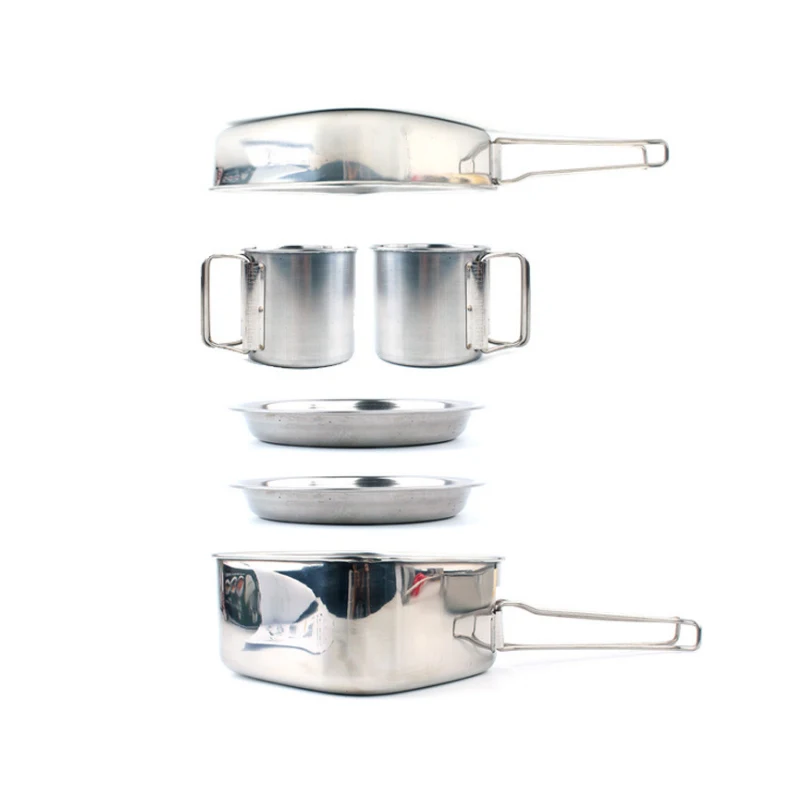 6pcs/sets Korean picnic portable set of pot folding frying pan cookware kitchen accessories | Дом и сад
