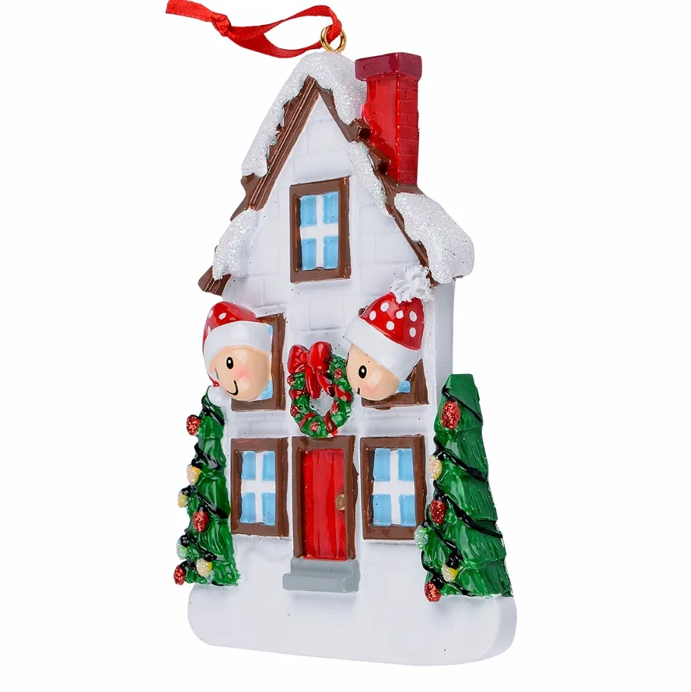 Wholesale Resin Bear Family Of 2 Christmas Ornament Personalized Gift Write Your Own Name For Holiday Home Decor Miniature Craft