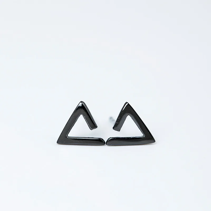 black triangle earrings 100% 925 Sterling silver Jewelry fashion Hypoallergenic Stud earrings for women girl gift