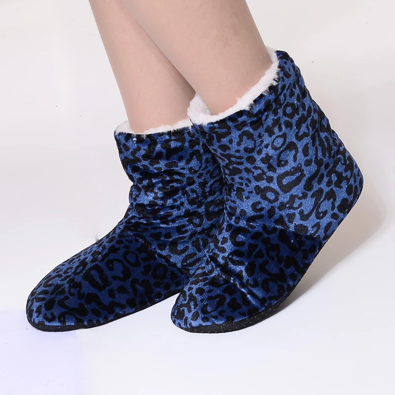 FRALOSHA/Женская леопардовая домашняя обувь нескользящая Мягкая домашняя обувь женские зимние домашние Мягкие плюшевые ботинки