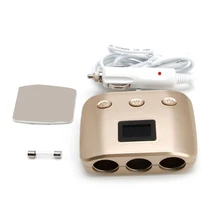 OOTDTY Car Cigarette Lighter 3 Way 120W Socket Splitter Dual USB Power Charger Adapter 12-24V