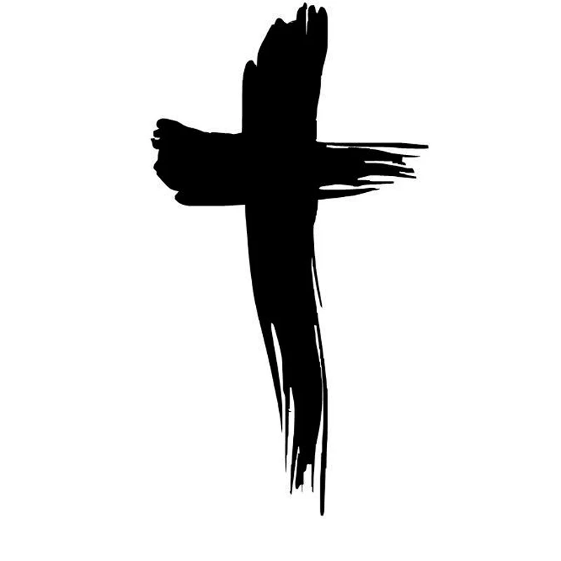 

6.5cm*12cm Cross Fashion Black/Silver Vinyl Decal Car Window Sticker Religious Jesus S6-3402