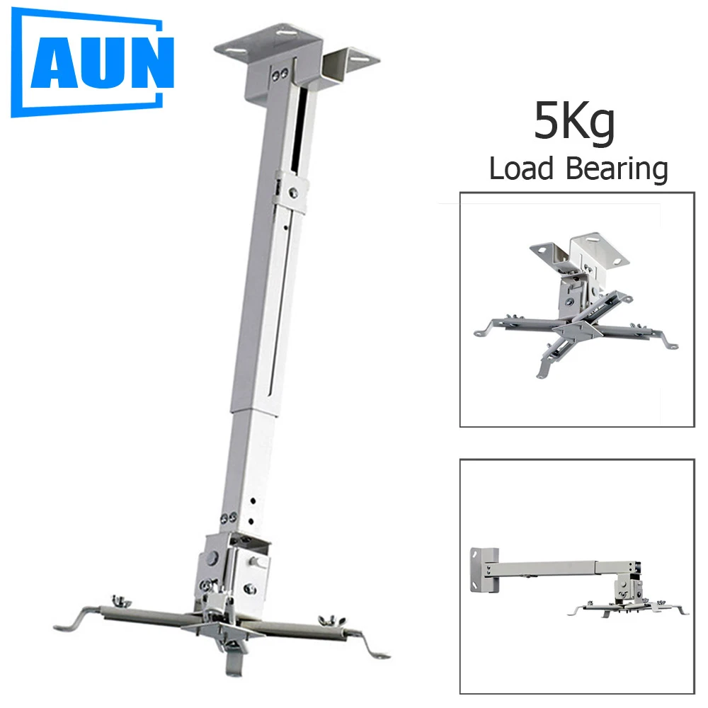 Offerte AUN Regolabile Proiettore Montaggio A Soffitto di Carico 5KG Tetto Staffa Proiettore Per Proiettore Multimediale LED Proiettore Video Proiettore