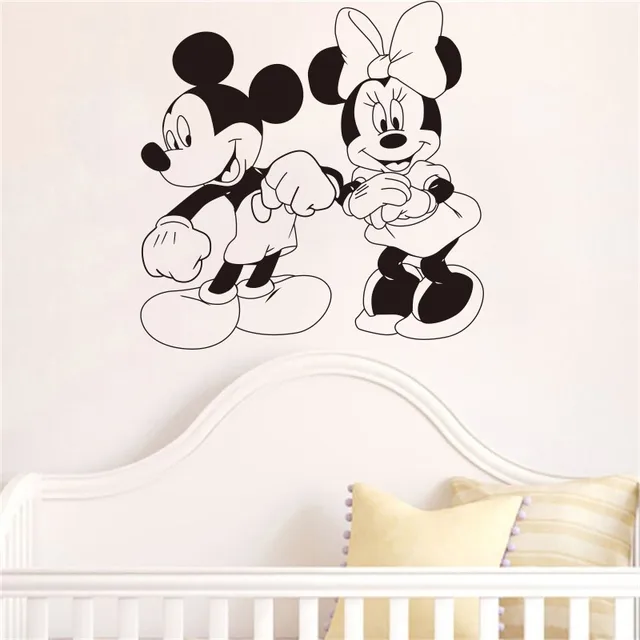 Mickey Mouse And Minnie Cartoon Characters Dancing Wall Mickey Mouse And Minnie Cartoon Characters Dancing Wall Sticker Cartoons Home Decoration Children S Nursery