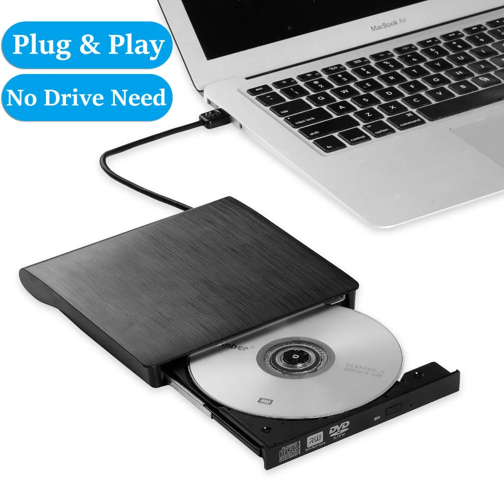 Внешний USB 3 0 высокоскоростной DL DVD RW ГОРЕЛКА компакт-диск для записи тонкий