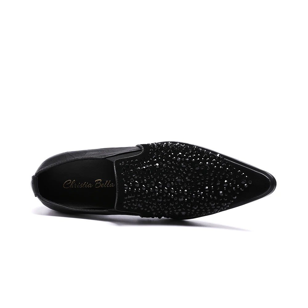Bella Boda Oxford Planos Negro Para 47 Tamaño Zapatos Plus Diamantes Christia Vestido Los Moda Hombres Club De Con 7qdzO4