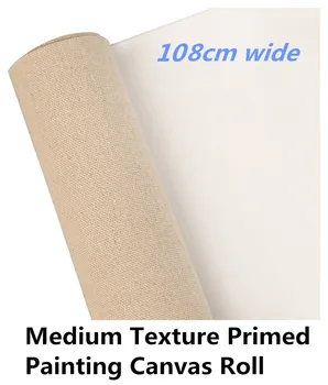 

108cm wide artist canvas roll linen cotton blend canvas roll primed with medium texture 42"